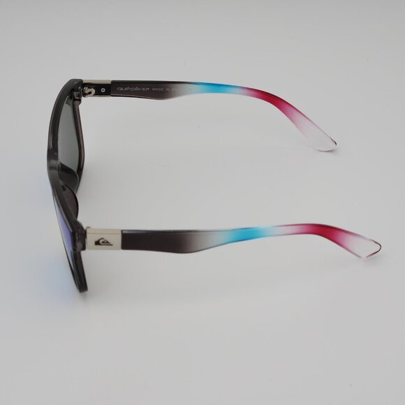 Quiksilver Round Flat Lens Sunglasses Clear Gray Frame Blue Mirror Lens Q26 - Picture 8 of 13